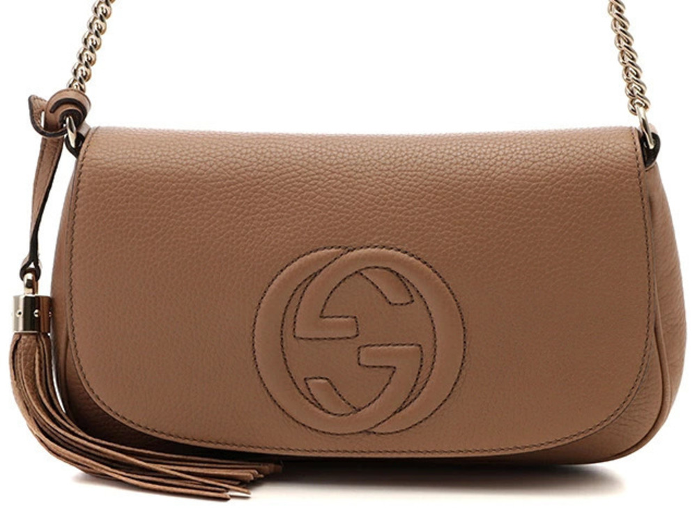 Gucci Bag Chain Shoulder Soho Beige Cream Leather